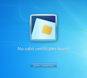 Error message showing no certificates found, during Windows logon